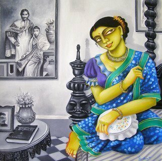 Gautam Mukherjee; Charulaata, 2015, Original Painting Acrylic, 24 x 24 inches. Artwork description: 241  0140 couple ...