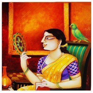 Gautam Mukherjee; Charulaata, 2017, Original Painting Acrylic, 18 x 18 inches. Artwork description: 241 555...