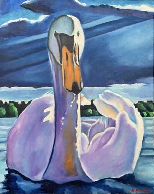 Gerardo Bolanos; Blue Splendor, 2019, Original Painting Oil, 24 x 18 inches. Artwork description: 241 My seventh swan painting. I enjoy painting swans because they are very elegant and serene. ...