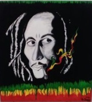Geary Jones; BOB AND HIS JOINT, 2016, Original Painting Acrylic, 20 x 21.5 inches. Artwork description: 241   BOB MARLEY             ...