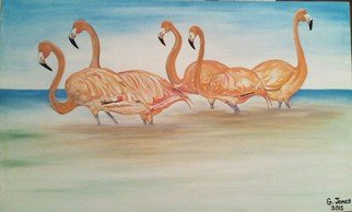 Geary Jones; THE FLAMINGOS, 2015, Original Painting Acrylic, 29 x 18 inches. Artwork description: 241 The flamingos ...