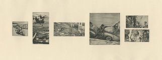 Geo Sipp, 'Algerian Manhunt', 2011, original Printmaking Intaglio, 30 x 10.5  inches. Artwork description: 1911  Algerian Manhunt is an etching, illustrating a scene from a graphic novel about the French- Algerian War, entitled Wolves in the City, which I am currently illustrating.    ...