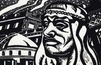 Geo Sipp, 'Evening In Algiers', 2008, original Printmaking Linoleum, 10 x 6.5  inches. Artwork description: 1911  Evening in Algiers is a linocut, illustrating a scene from a graphic novel about the French- Algerian War, entitled Wolves in the City, which I am currently illustrating.                  ...