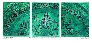Jerry  Di Falco, 'Relief  Philadelphia Epis...', 2016, original Printmaking Etching, 20 x 16  x 1 inches. Artwork description: 9435 FRAMING JOB AND MATTING JOB INCLUDED IN PRICE.  This etching is executed on three individual zinc plates and printed with five colors of oil- based, French etching inks on Rives BFK white paper, also French.  Each zinc plate measures five inches high by four inches wide or ...