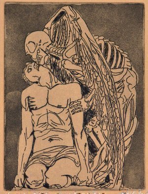 Jerry  Di Falco, 'Barcelona Kiss Of Death', 2018, original Printmaking Etching, 11 x 14  x 0.1 inches. Artwork description: 5475 PLEASE NOTE THAT THIS ETCHING IS SOLD ALREADY FRAMED AND IN A MAT.  THE FRAME IS COMPOSED OF BLACK WOOD AND THE ARCHIVAL MAT IS WHITE.  The artist regards this etching as photo centric, because it was adapted from one of his original 35mm, black and white ...