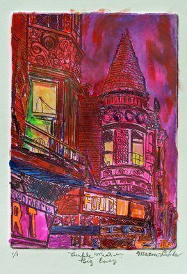 Jerry  Di Falco; Big Easy Purple Mist, 2021, Original Printmaking Etching, 11 x 13 inches. Artwork description: 241 Gerard Di Falco created this original, one of a kind work by combining the genres of printmaking and painting.  He began the process by taking an artistaEURtms proof from a new intaglio and aquatint etchings and then enhancing it with watercolors.The intaglio etching, executed on ...