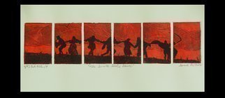 Jerry  Di Falco, 'Dance From The Seventh Seal', 2018, original Printmaking Etching, 17 x 10  x 0.1 inches. Artwork description: 5475 PLEASE NOTE THAT THIS IS SOLD FRAMED AND MATTED.  FRAME SIZE IS 22 INCHES BY 12 INCHES.  This etching used six zinc plates to produce one image.  I wanted to give the effect of a cinematic film being broken up into individual still scenes.  The etching techinques ...