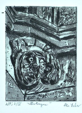 Jerry  Di Falco, 'Grotesque', 2019, original Printmaking Etching, 8 x 10  x 1 inches. Artwork description: 3891 The intimate size of this etching by Di Falco projects a rather imposing mood.  The etching, inspired by a photo that the artist shot in 1987, was based on two of his own pencil drawings.  This specific print is from the FIRSTR Edition of Four, and each ...