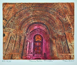 Jerry  Di Falco, 'Masonic Nexus Philadelphia', 2019, original Printmaking Other, 20 x 16  x 1 inches. Artwork description: 3891 This original hand printed etching by Jerry Mazur- DiFalco was adapted from one of his photographs of the exterior of the Philadelphia Masonic Temple in late 1998.  The work on paper was executed on a zinc plate on which a ground of beeswax, mineral spirits, and oil ...