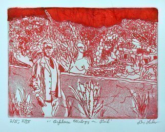 Jerry  Di Falco, 'Orpheus Trilogy In Pink', 2019, original Printmaking Intaglio, 16 x 12  inches. Artwork description: 4683 The artist incorporated the studio techniques of Chine CollA(c), Drypoint, Intaglio, and Aquatint in this etching.  Its media includes oil base etching ink, RivesBFK white paper, and mulberry bark paper from Thailand that was treated with methyl cellulose and infused with kozo threads from Japan.  The work ...