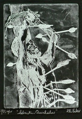 Jerry  Di Falco, 'Sebastian In Quicksilver', 2019, original Printmaking Etching, 12 x 16  inches. Artwork description: 5079 EDITION Four of Four.  Saint Sebastian is one of the most portrayed saints in art history.  This etchingaEUR