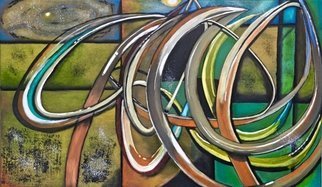 German Bustamante; Strands, 2015, Original Painting Oil, 47 x 29 inches. Artwork description: 241 Have you ever heard about the strand of silver that connects your soul to your body during an astral flightWell, Strands is my representation of the soul traveling through matter, showed in a linear- shaped background, during an astral flight.  The soul is reaching far, unwilling to ...