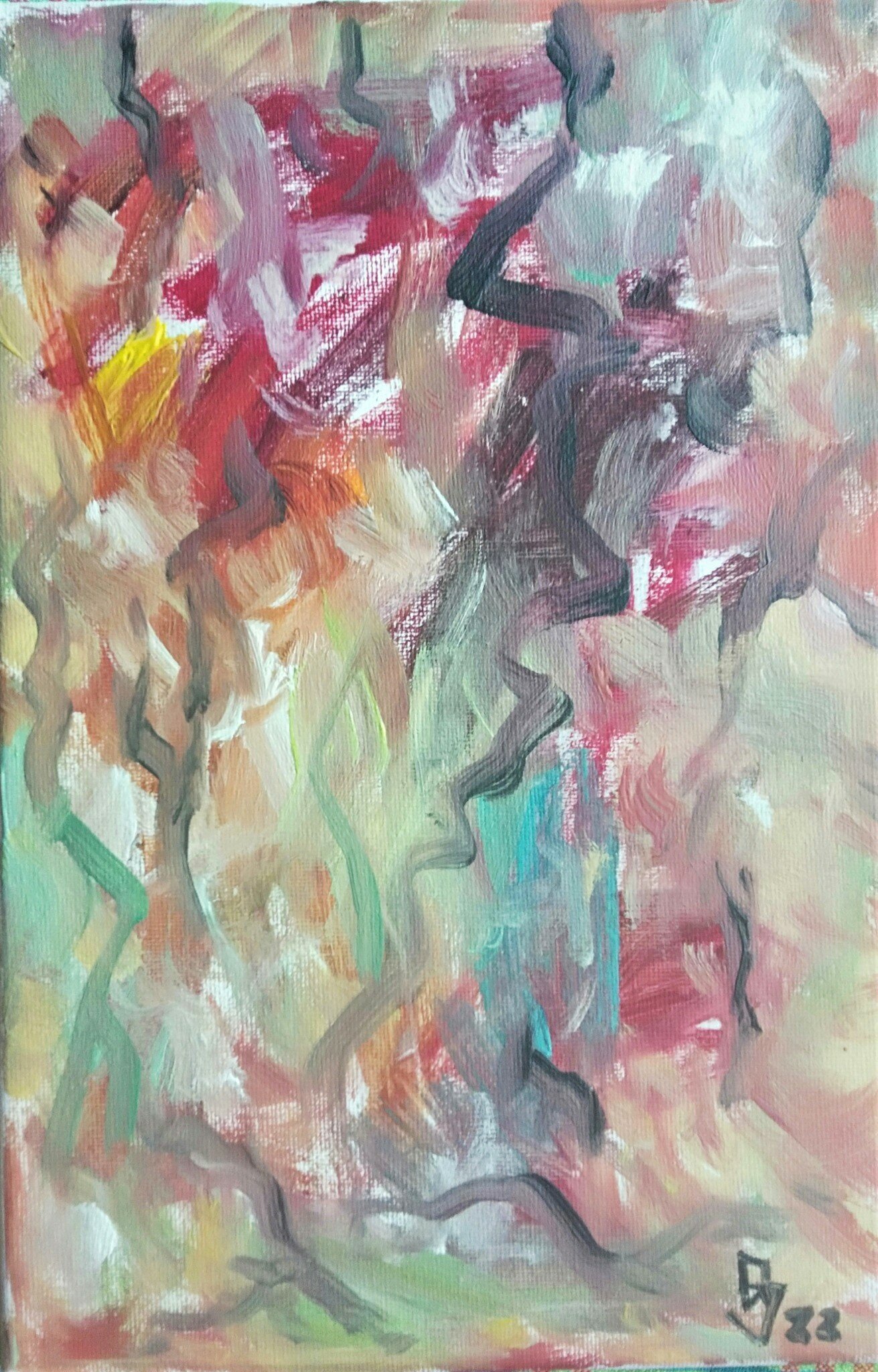 George Grant; Dancing In The Flames, 2022, Original Painting Oil, 20 x 30 cm. Artwork description: 241 You are not supposed to know what comes out from your brush on the canvas when you paint abstract painting.  ...