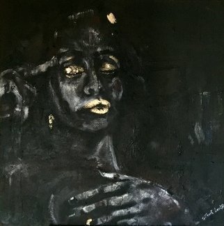 Gilbert Loutfi; The Mistress, 2019, Original Painting Oil, 90 x 90 cm. Artwork description: 241 portrait of the golden powerful mistress...