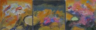 Gillian Bedford; Playful World Tryptic, 2014, Original Painting Oil, 6 x 6 inches. Artwork description: 241  abstract lily pad painterly colorist fish lake lily pad water botanical tryptic ...
