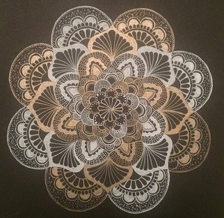 Rabina Byanjankar Shakya; Spiral Flow, 2017, Original Painting Other, 210 x 297 mm. Artwork description: 241 Smooth flowing floral patterns with spiral effect hand drawn. Represents prosperity expanding in unison with purity of ones thoughts and actions. Gold and white ink on black A4 size paper. ...