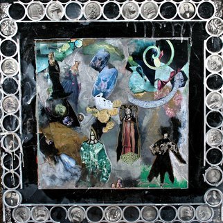 Ronnie Greenspan; Illusional Heroes, 2013, Original Collage, 36 x 36 inches. Artwork description: 241 history, mystery, magic, vase, goddess, illusion, misty, gray , atmospheric...