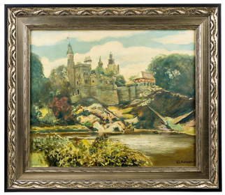 Gregori Furman; Castle In Spring, 2014, Original Painting Oil, 27 x 15 inches. Artwork description: 241   Landscape of a castle over a lake ...