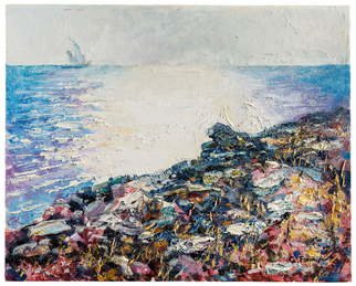 Gregori Furman; On The Horizon, 2015, Original Painting Oil, 24 x 18 inches. Artwork description: 241  Sea scenery with a sailboat on the horizon       ...