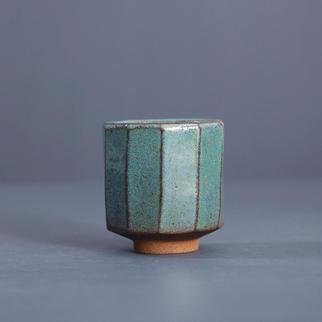 Guangyu Li; Emerald, 2019, Original Ceramics Handbuilt, 7 x 6 cm. Artwork description: 241 Zhiye Emerald Stoneware handmade porcelain teacup, wine cup...