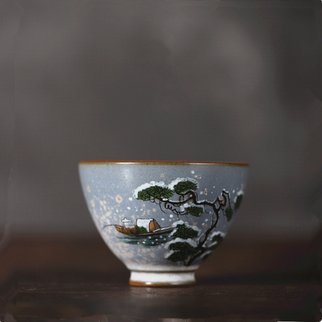 Guangyu Li; Oriental Snow, 2019, Original Ceramics Handbuilt, 5 x 7 cm. Artwork description: 241 handmade vintage oriental Chinese hand- painting teacup, Oriental design, handmade. ...