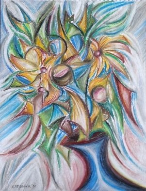 Istvan Gyebnar; Hourglass, 2011, Original Pastel Oil, 30 x 40 cm. Artwork description: 241  stillife timr flowers bunch           ...