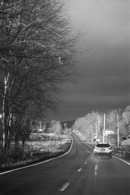 Haile Ratajack; Along The Road, 2022, Original Photography Digital, 11 x 17 inches. Artwork description: 241 A hazy shot of RT22 in New York after a brief rainstorm. This interstate travels alongside the Eastern NY border bordering several New England States. ...