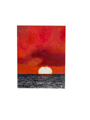 Haile Ratajack; Sun Over The Ocean, 2021, Original Mixed Media, 8 x 8 inches. Artwork description: 241 Mixed media of photography and paint. ...