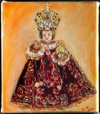 Hana Grosova; Enfant Jesus Of Prague, 2006, Original Painting Oil, 13.5 x 15.6 cm. Artwork description: 241  Painting oil according to the statue ofEnfant Jesus of Prague. ...