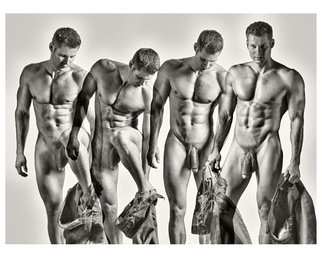 Hans Fahrmeyer; Collage 010, 2015, Original Photography Silver Gelatin, 14 x 11 inches. Artwork description: 241  men, nude, penis, collageerotic. Male, Guy white guy ...