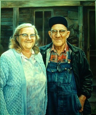 Hans Droog; Homer And Oki, 1999, Original Painting Oil, 36 x 48 inches. Artwork description: 241  Portrait of an elderly couple in front of their home in central Missouri. ...