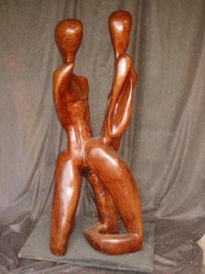 Harold Gubnitsky; Two Figures    Walnut, 2010, Original Sculpture Wood, 14 x 48 inches. Artwork description: 241   wood sculpture   walnut         ...