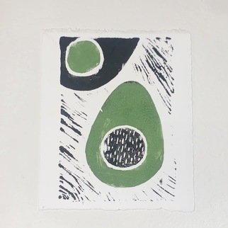 Vene Hashimoto; Cado, 2021, Original Printmaking Linoleum - Open Edition, 6 x 8 inches. Artwork description: 241 food...