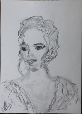 Elena Zhogina; Charming, 2012, Original Drawing Charcoal, 30 x 40 cm. Artwork description: 241   woman   ...