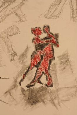 Elena Zhogina; Tango, 2010, Original Mixed Media, 20 x 30 cm. Artwork description: 241  Among all dances I like tango the most. I think its the most male- feminine dance ever existing. Unfortunately, I do not dance it. My back injury never allowed to me to wear hills long enough for training. But I once tried it. It turned out that ...