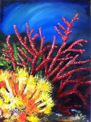 Helen Bellart; Corals, 2015, Original Painting Acrylic, 60 x 80 cm. Artwork description: 241   sea worls, sea, red coral, exotic, flowers, corals, painting, contemporary art, artwork,        Original painting - Format: 73cmx 60cm - oil on canvas, stretched on a wooden frame - The work is signed on the front and back. - Sealed with protective lacquer. The painting is a beautiful piece of painter Helen ...