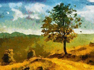 Heloisa Castro; HC0239, 2017, Original Computer Art, 47.2 x 35.4 inches. Artwork description: 241 tree, earth, path, sky, clouds, mountain, colors, painting, art, trees, landscape, color, colors, abstract, nature...