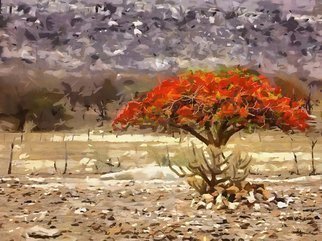 Heloisa Castro; HC0254, 2017, Original Computer Art, 47.2 x 35.4 inches. Artwork description: 241 tree, stones, colorful, red, brown, white, beige, painting, color, colors, trees, nature, art...