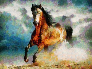 Heloisa Castro; HC0255, 2017, Original Computer Art, 47.2 x 35.4 inches. Artwork description: 241 horse, animal, abstract, brown, black, blue, beige, color, art, painting, colors...
