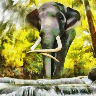 Heloisa Castro; Hc0325, 2019, Original Digital Art, 47.2 x 47.2 inches. Artwork description: 241 abstract, art, color, painting, yellow, green, elephant...