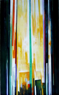 M. Thomas.; Bamboo, 2014, Original Painting Oil, 56 x 91 cm. Artwork description: 241 Abstract expression of the light through bamboo ...