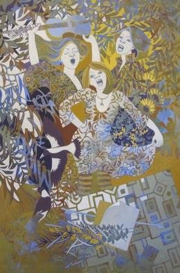 Hilary Pollock; Dawn Chorus How Can We Ke..., 2012, Original Painting Acrylic, 4 x 6 feet. 