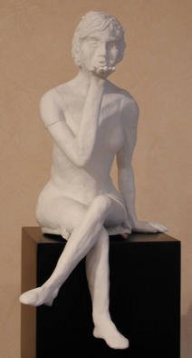 Bob Hill, 'Blowing A Kiss', 2002, original Sculpture Mixed, 7 x 16  x 7 inches. Artwork description: 1911 This piece is cast in a resin mix with Carrara marble and has a beautiful marble glow....