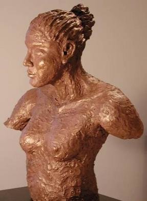 Bob Hill, 'Earth Maiden', 2002, original Sculpture Ceramic, 10 x 20  x 8 inches. Artwork description: 1911 This serene, earthware figure, with abronze coating, is a strong vision ofa natural woman. ...