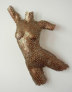 Bob Hill; Ethereal Dreams, 2012, Original Sculpture Steel, 18 x 34 inches. Artwork description: 241   Graceful wall hung figure formed out of hundreds of welded washers with a rich bronze patina  ...