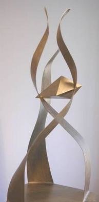 Bob Hill; Fragile Peace, 2003, Original Sculpture Steel, 20 x 45 inches. Artwork description: 241 This 45 steel piece has a large diamond- shapedform barely supported by three swirling elements.Symbolically this conveys how we must work togetherto sustain and support peace. ...