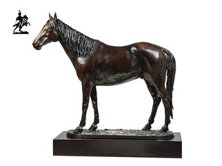 Fernando  Andrea; Bronze Sculpture Banner, 2019, Original Sculpture Bronze, 16 x 5 inches. Artwork description: 241 BY FERNANDO ANDREASCALE 16 BRONZE SCULPTURELIMITED EDITION20 copiesWOODEN BASE and CERTIFICATE OF AUTHENTICITY INCLUDEDWax Stamp and signature of the sculptorBanner is a red roan blanket appaloosa born in 2000 and a remarkable noble horse that served Fernando Andrea to create this striking rendition of ...