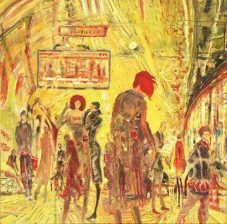 Carlos Pardo, ' Subway II', 2005, original Painting Oil, 31 x 31  x 2 inches. Artwork description: 1758     Subway II Tempera & Oil on table 31 1/2 x31 1/2 inches   Metro II Temple al huevo y oleo S/ lienzo 80x80 cmscms ...
