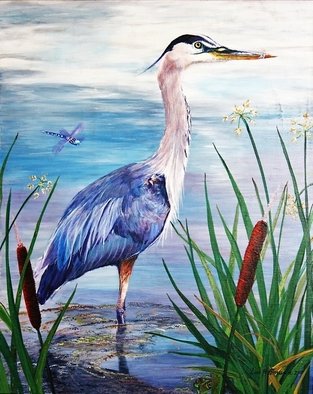 Lisa Hoffmann; Great Blue, 2011, Original Painting Acrylic, 20 x 16 inches. Artwork description: 241  Great Blue Heron from Fountain Creek Regional Park, Colorado. ...