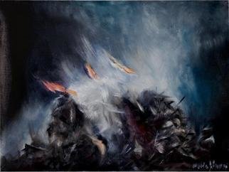 Maciej Hoffman; Leaves, Burned, 2012, Original Painting Oil, 61 x 45 cm. 